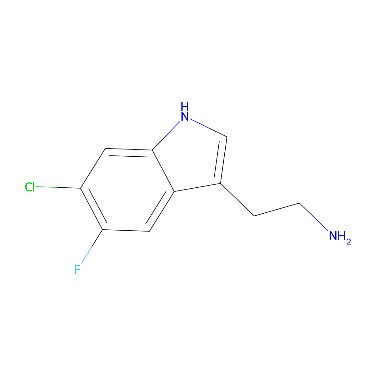 2-(6-chloro-5-fluoro-1H-indol-3-yl)ethan-1-amine molecular structure, CAS 320782-23-8