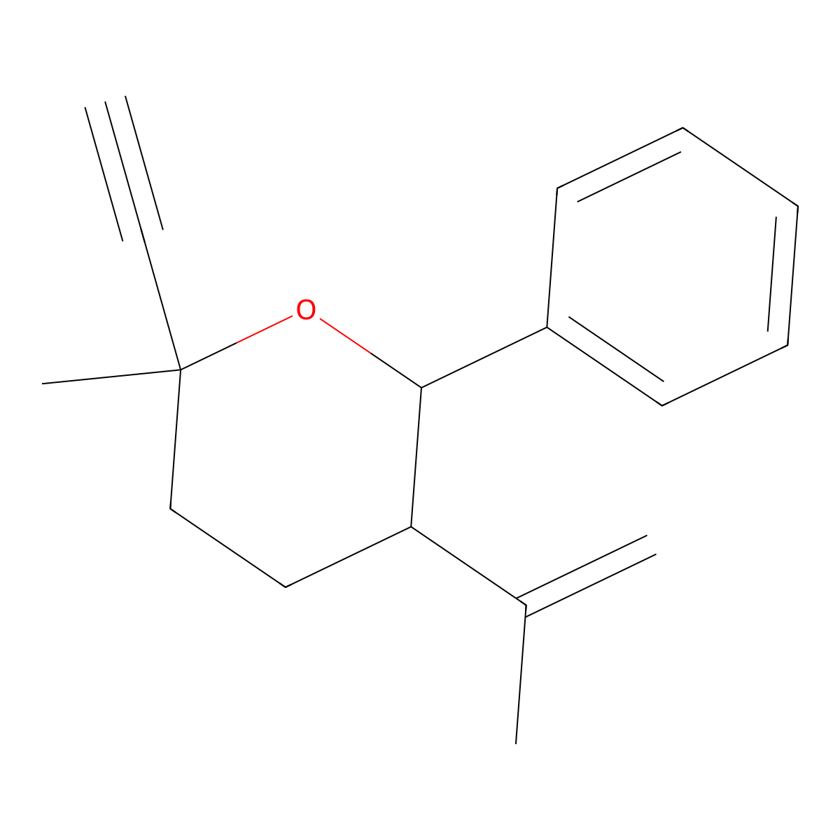 2-ethynyl-2-methyl-6-phenyl-5-(prop-1-en-2-yl)tetrahydro-2H-pyran molecular structure, CAS 320784-75-6