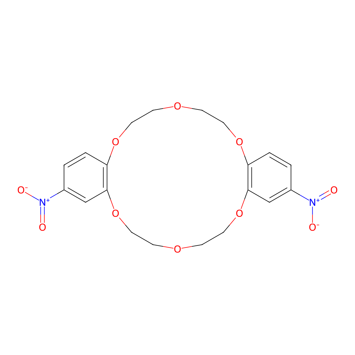 cis-4,4'-Dinitrodibenzo-18-crown-6 molecular structure, CAS 32082-46-5