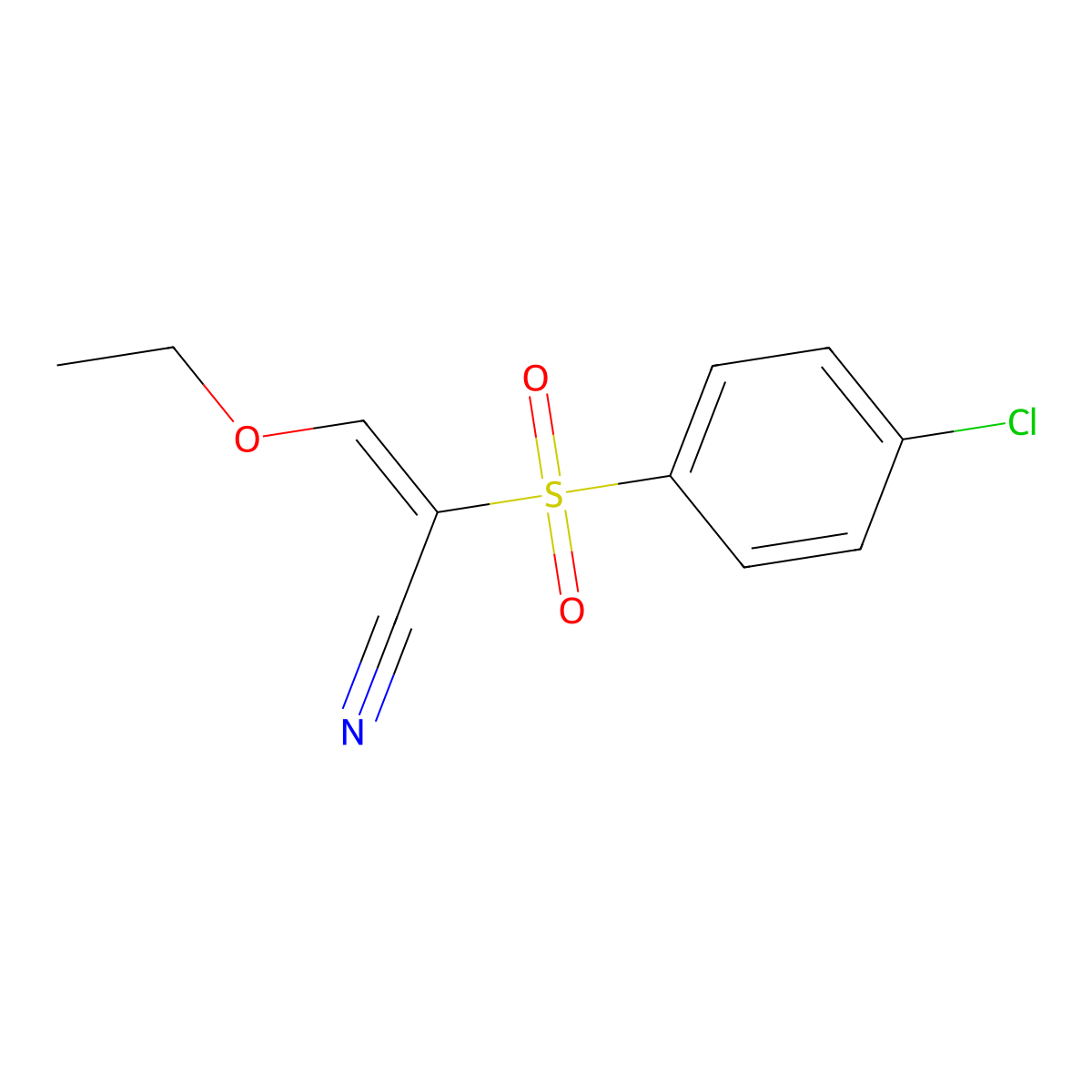2-((4-Chlorophenyl)sulfonyl)-3-ethoxyprop-2-enenitrile molecular structure, CAS 32083-27-5