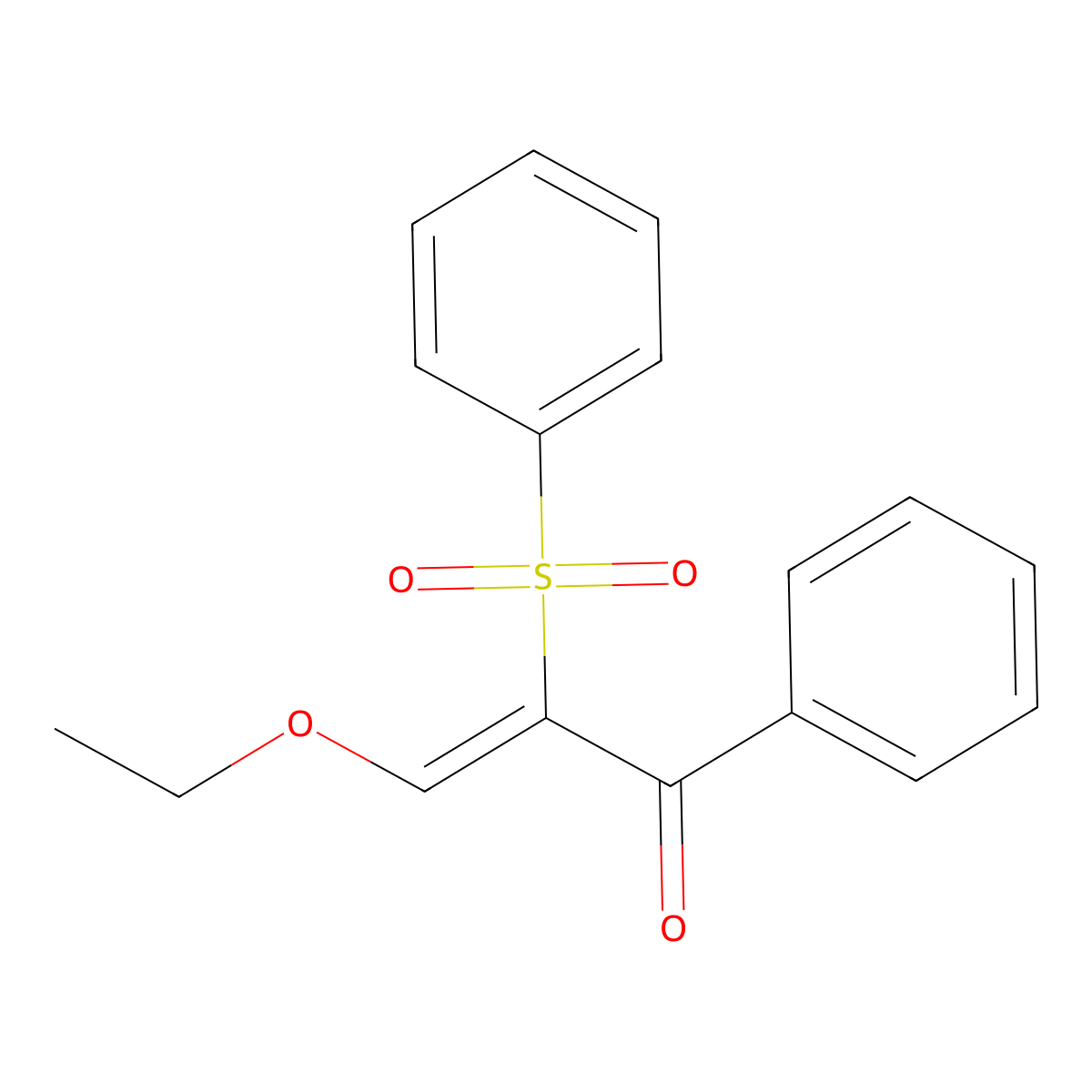 2-Propen-1-one, 3-ethoxy-1-phenyl-2-(phenylsulfonyl)- molecular structure, CAS 32083-40-2