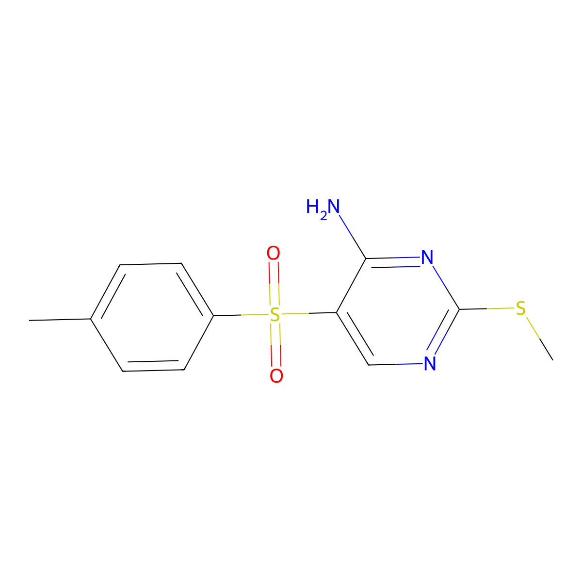 5-[(4-Methylphenyl)sulfonyl]-2-(methylthio)pyrimidin-4-amine molecular structure, CAS 32083-56-0