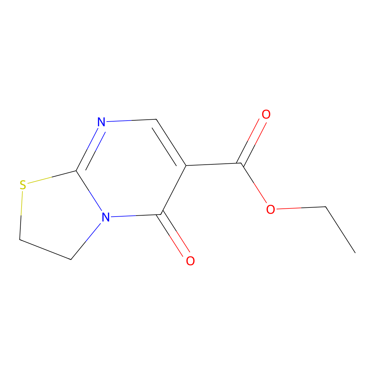Ethyl 5-oxo-2,3-dihydro-5H-(1,3)thiazolo(3,2-a)pyrimidine-6-carboxylate molecular structure, CAS 32084-53-0