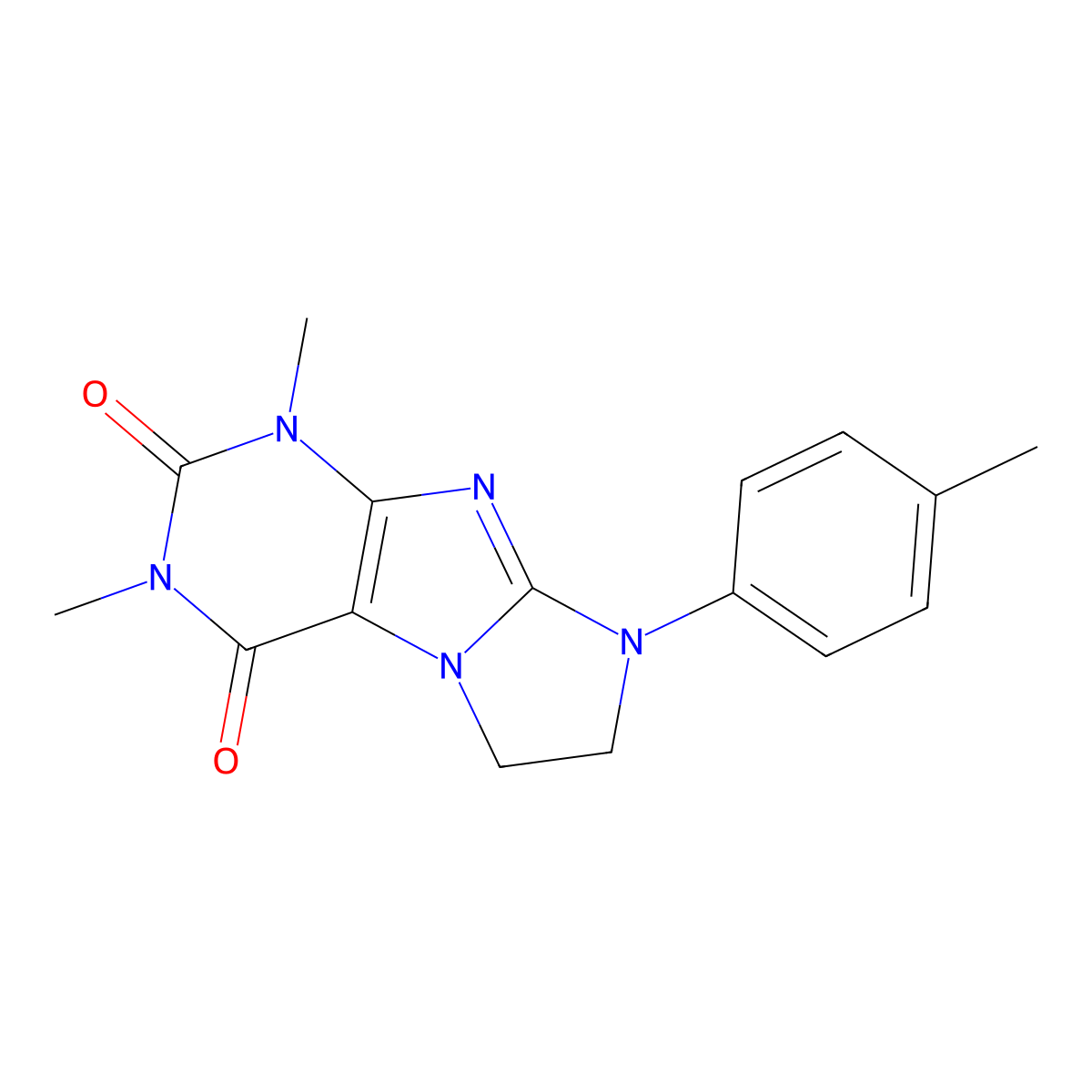1,3-Dimethyl-8-(4-methylphenyl)-7,8-dihydro-1H-imidazo[2,1-f]purine-2,4(3H,6H)-dione molecular structure, CAS 32086-94-5