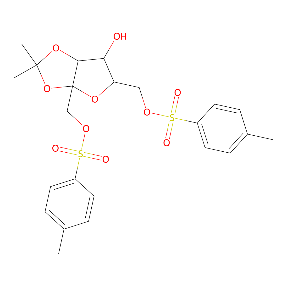 [6-hydroxy-2,2-dimethyl-3a-[(4-methylphenyl)sulfonyloxymethyl]-6,6a-dihydro-5H-furo[2,3-d][1,3]dioxol-5-yl]methyl 4-methylbenzenesulfonate molecular structure, CAS 32087-60-8