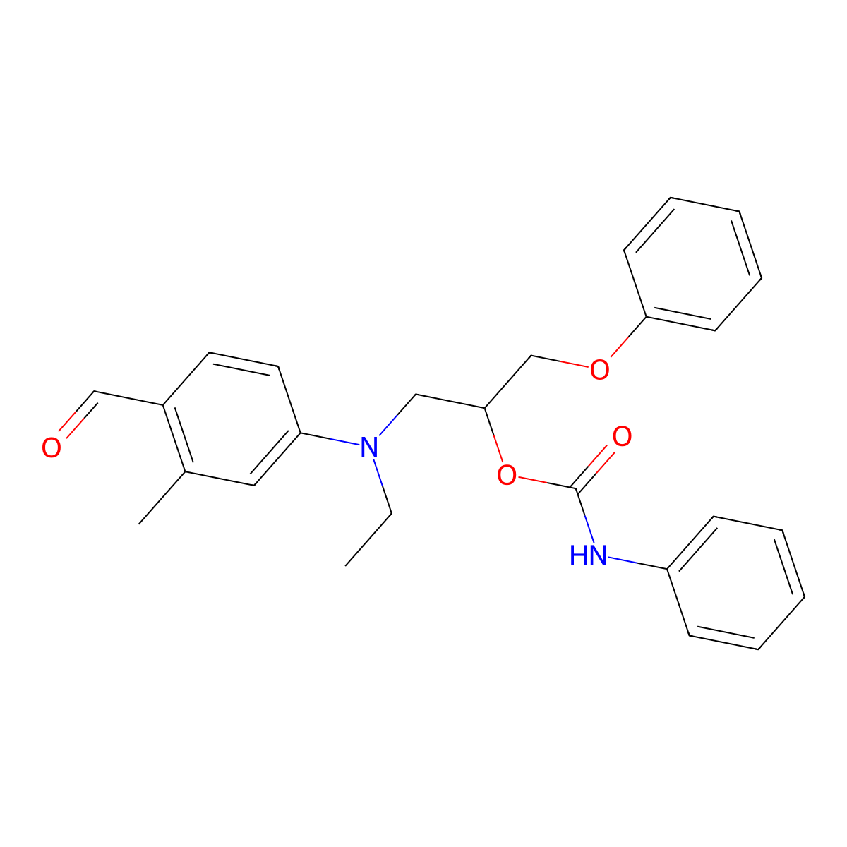 Benzaldehyde, 4-(ethyl(3-phenoxy-2-(((phenylamino)carbonyl)oxy)propyl)amino)-2-methyl- molecular structure, CAS 32089-69-3