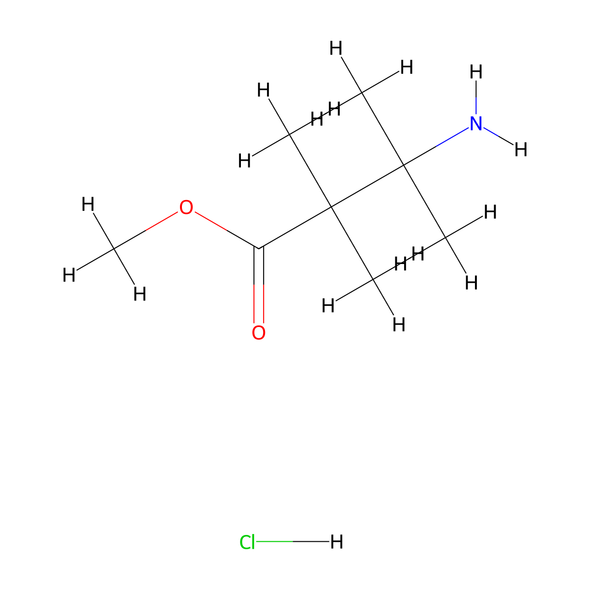 Methyl 3-amino-2,2,3-trimethylbutanoate hydrochloride molecular structure, CAS 32097-56-6