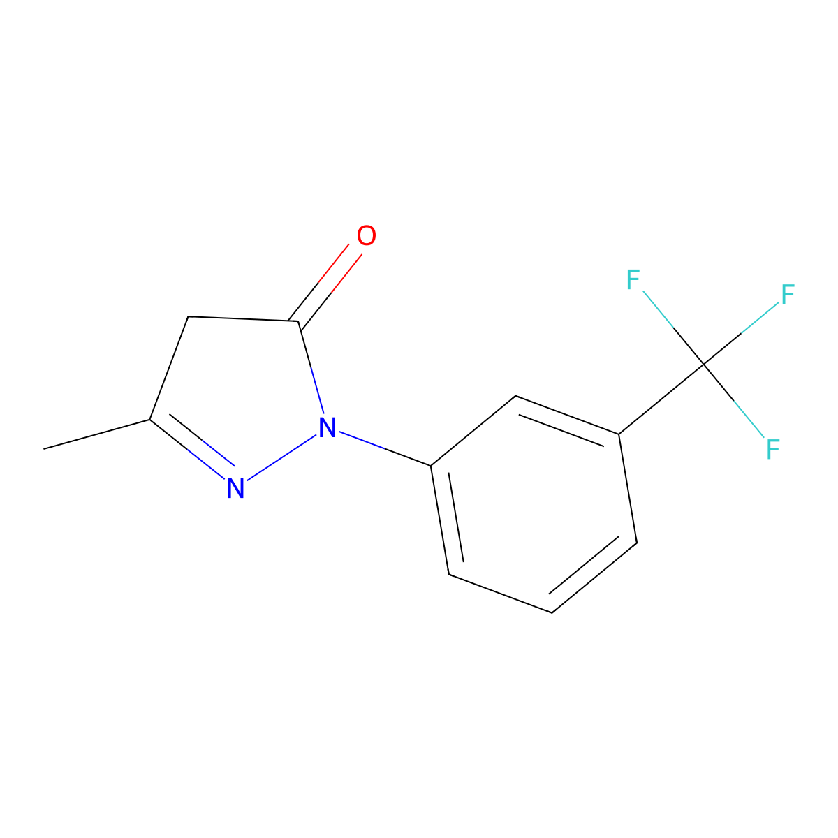 5-Methyl-2-(3-trifluoromethyl-phenyl)-2,4-dihydro-pyrazol-3-one molecular structure, CAS 321-05-1