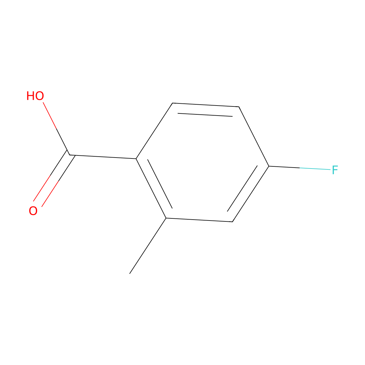 4-Fluoro-2-methylbenzoic acid molecular structure, CAS 321-21-1