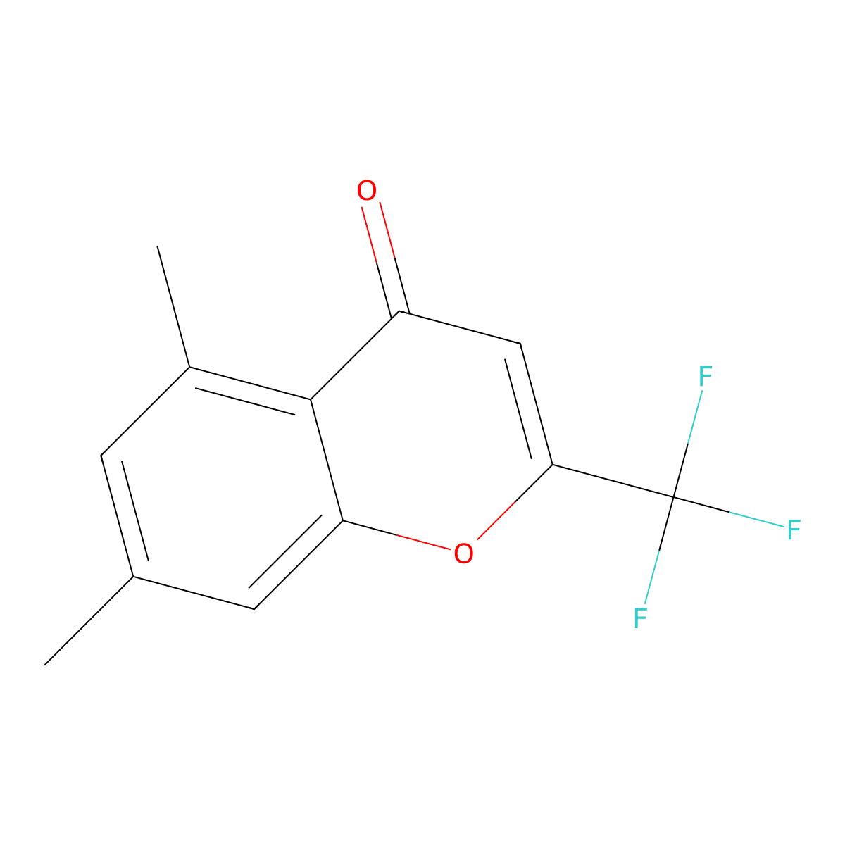 5,7-Dimethyl-2-(trifluoromethyl)chromen-4-one molecular structure, CAS 321-42-6