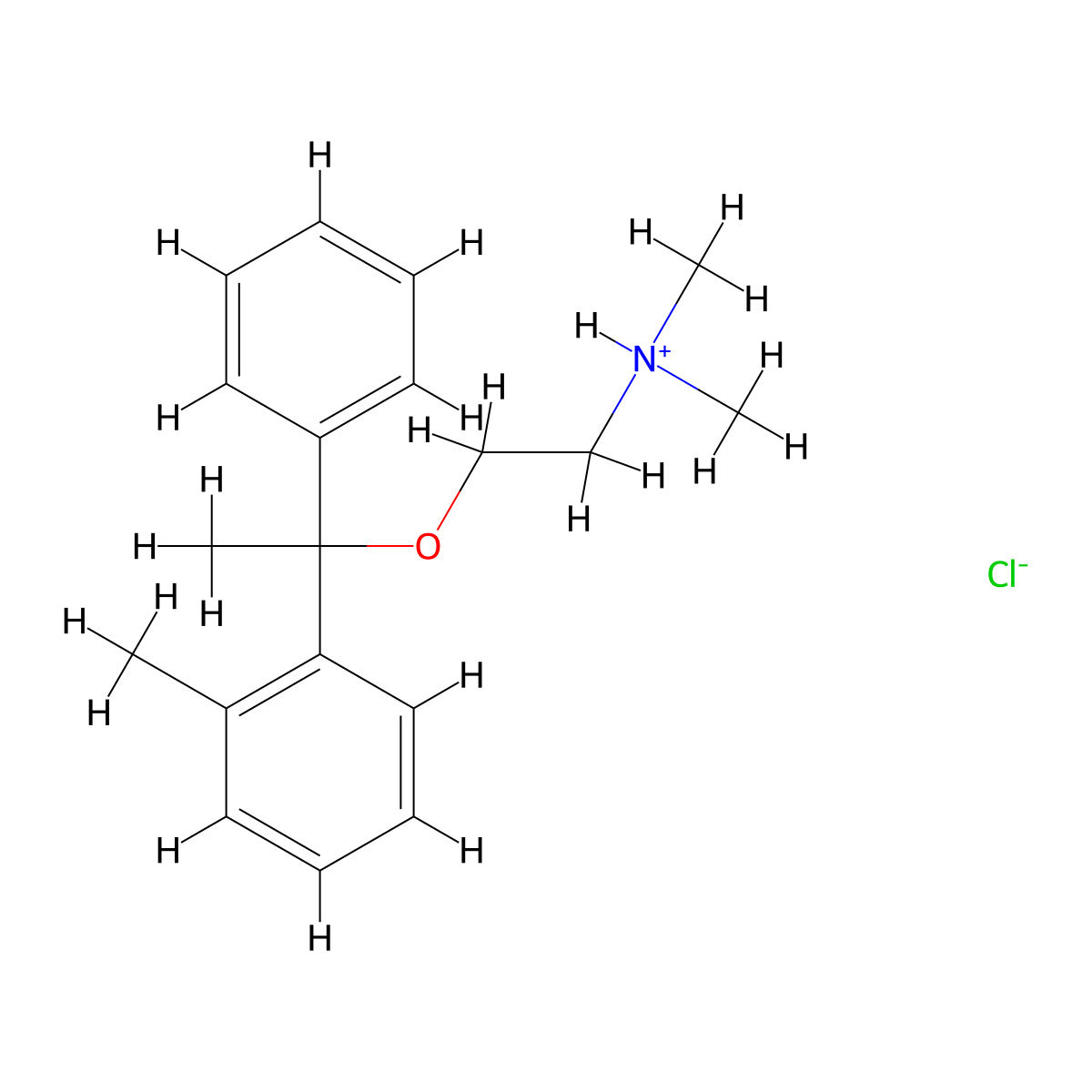 Ethylamine, N,N-dimethyl-2-((alpha,o-dimethyl-alpha-phenylbenzyl)oxy)-, hydrochloride molecular structure, CAS 32102-34-4