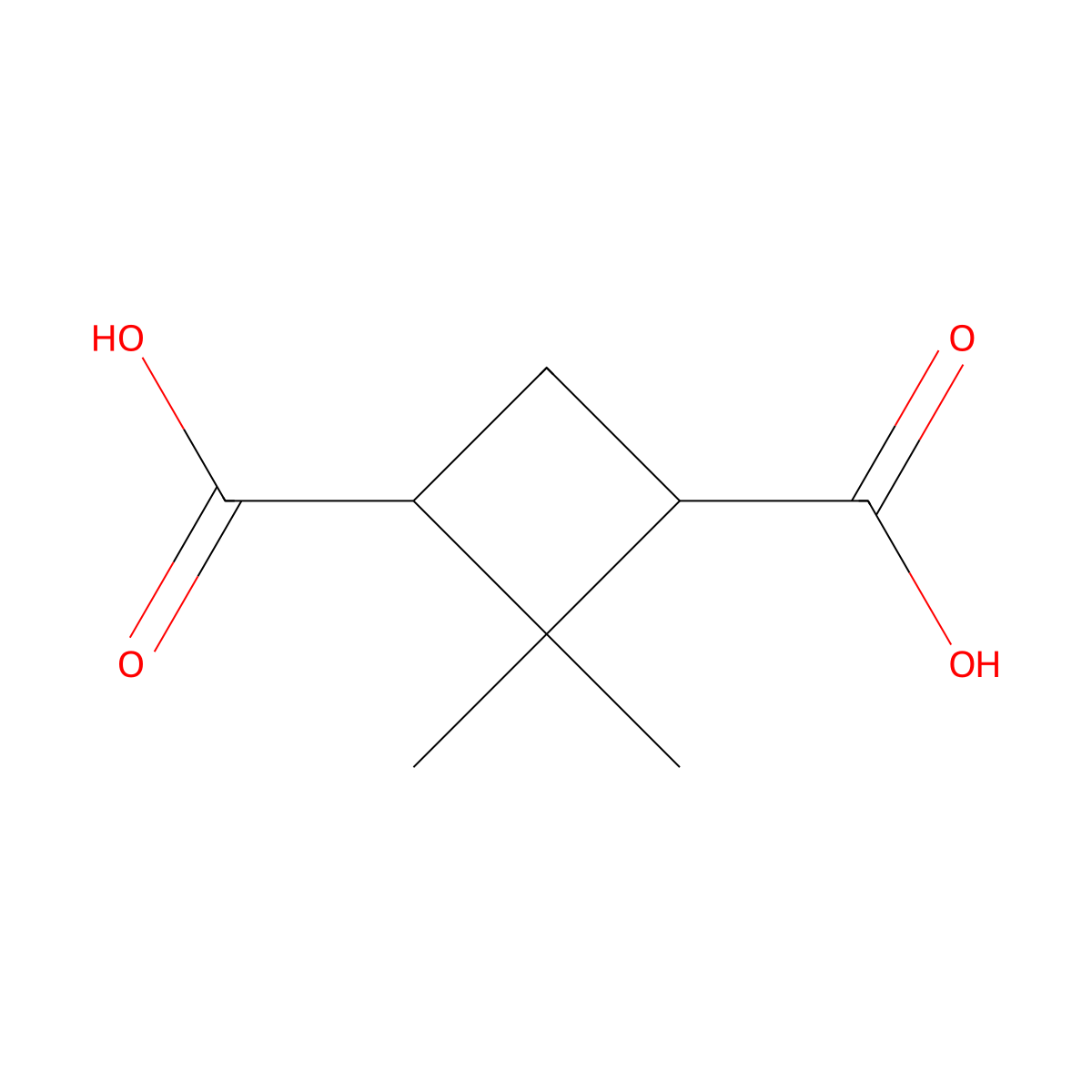 trans-(1R,3R)-2,2-dimethylcyclobutane-1,3-dicarboxylic acid molecular structure, CAS 3211-59-4