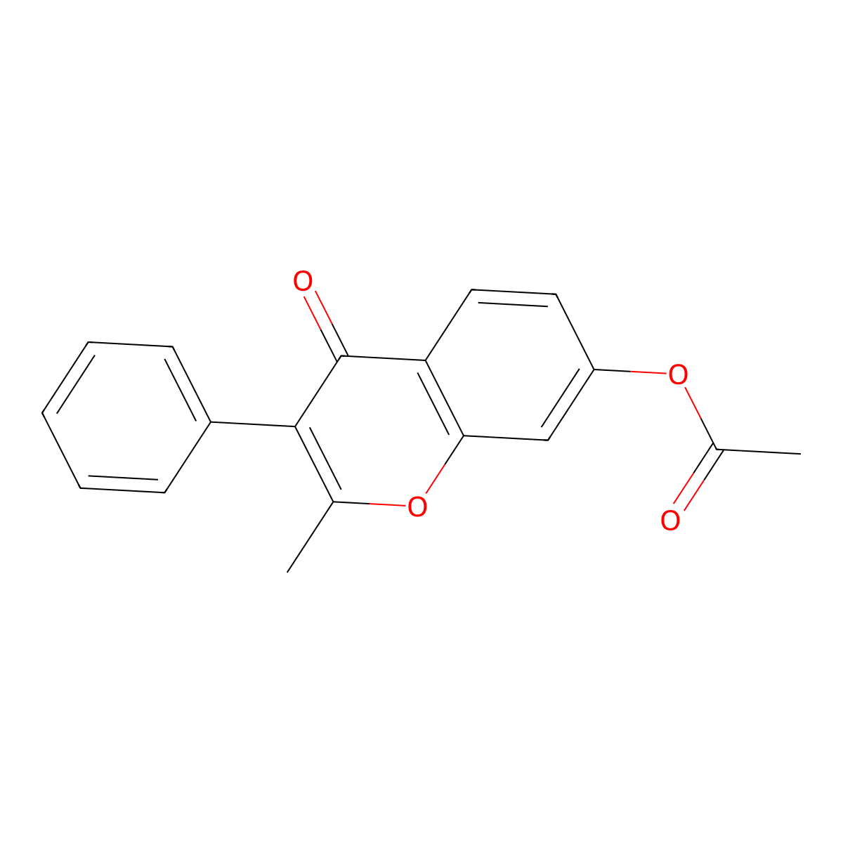 7-(Acetyloxy)-2-methyl-3-phenyl-4H-1-benzopyran-4-one molecular structure, CAS 3211-63-0
