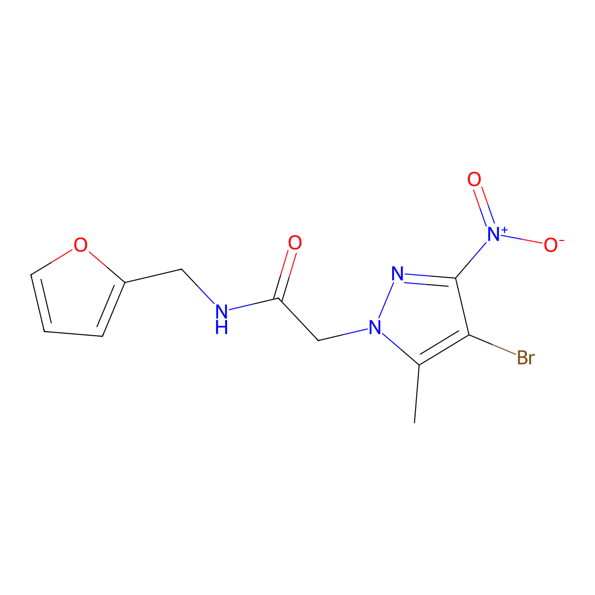 2-(4-bromo-5-methyl-3-nitropyrazol-1-yl)-N-(furan-2-ylmethyl)acetamide molecular structure, CAS 321142-79-4