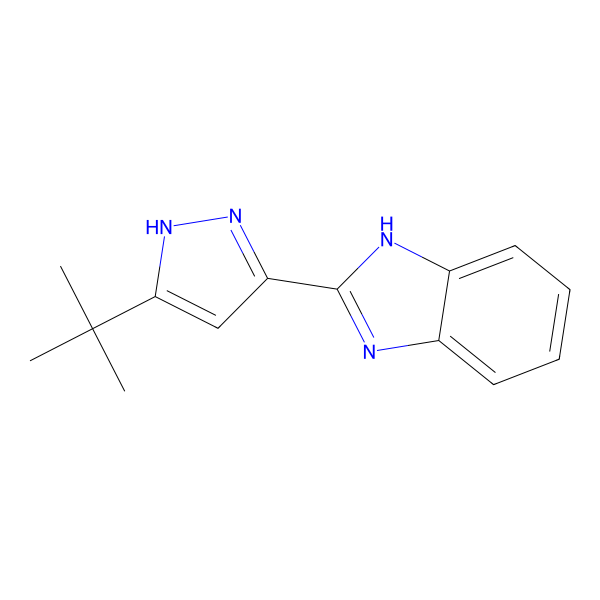 2-(3-(tert-butyl)-1H-pyrazol-5-yl)-1H-benzo[d]imidazole molecular structure, CAS 321143-15-1