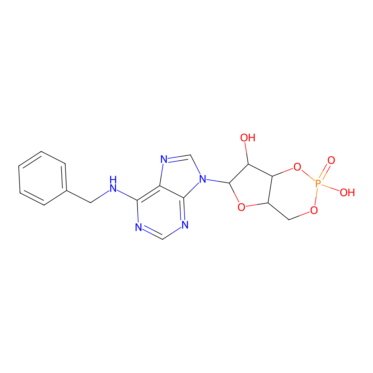 N(6)-benzyl-cyclic adenosine 5'-monophosphate molecular structure, CAS 32115-08-5
