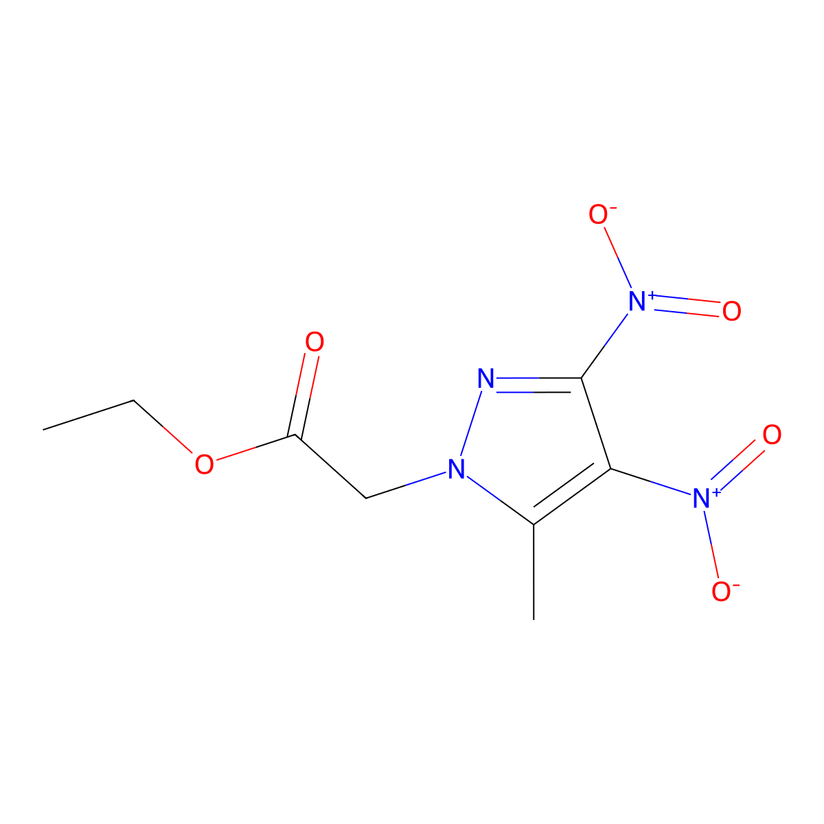 ethyl (5-methyl-3,4-dinitro-1H-pyrazol-1-yl)acetate molecular structure, CAS 321165-14-4