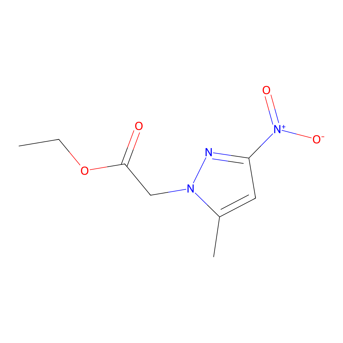 ethyl (5-methyl-3-nitro-1H-pyrazol-1-yl)acetate molecular structure, CAS 321165-21-3
