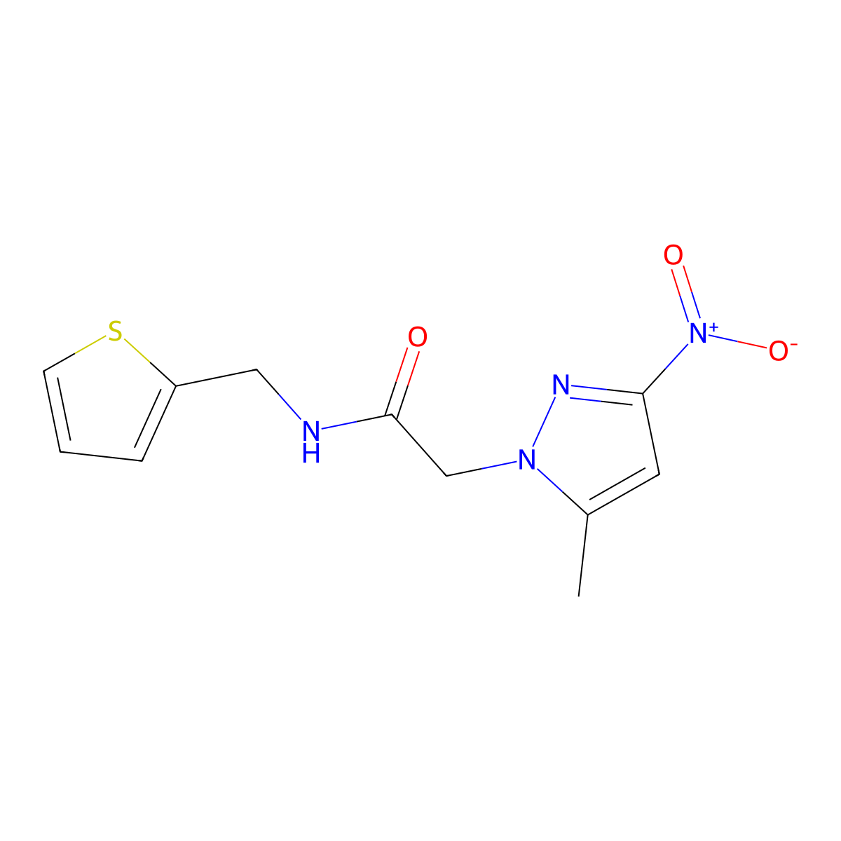 2-(5-Methyl-3-nitro-pyrazol-1-yl)-N-thiophen-2-ylmethyl-acetamide molecular structure, CAS 321165-50-8