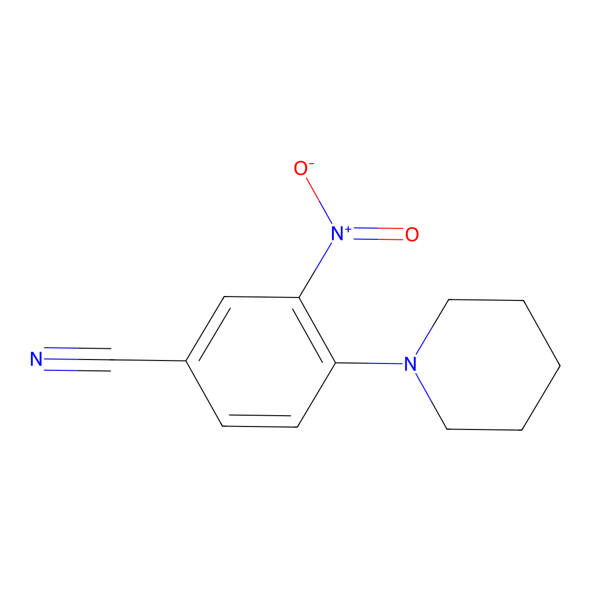 3-Nitro-4-(piperidin-1-yl)benzonitrile molecular structure, CAS 32117-03-6