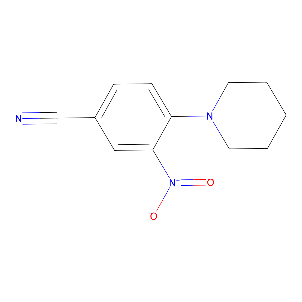 3-Nitro-4-(piperidin-1-yl)benzonitrile molecular structure, CAS 32117-03-6