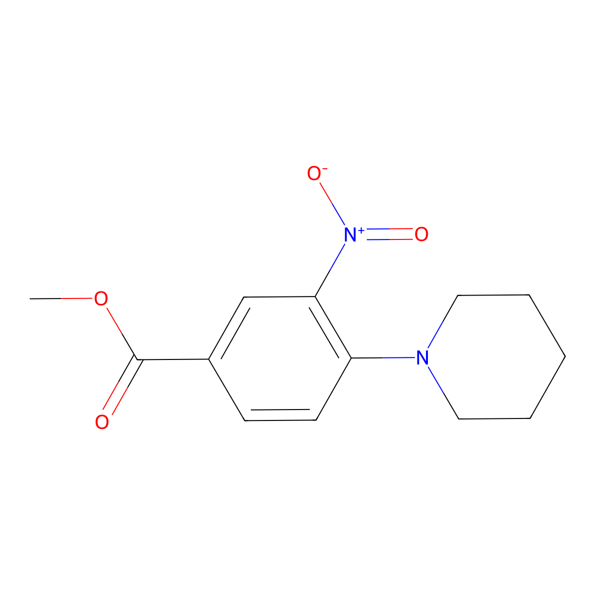 Benzoic acid, 3-nitro-4-(1-piperidinyl)-, methyl ester molecular structure, CAS 32117-05-8