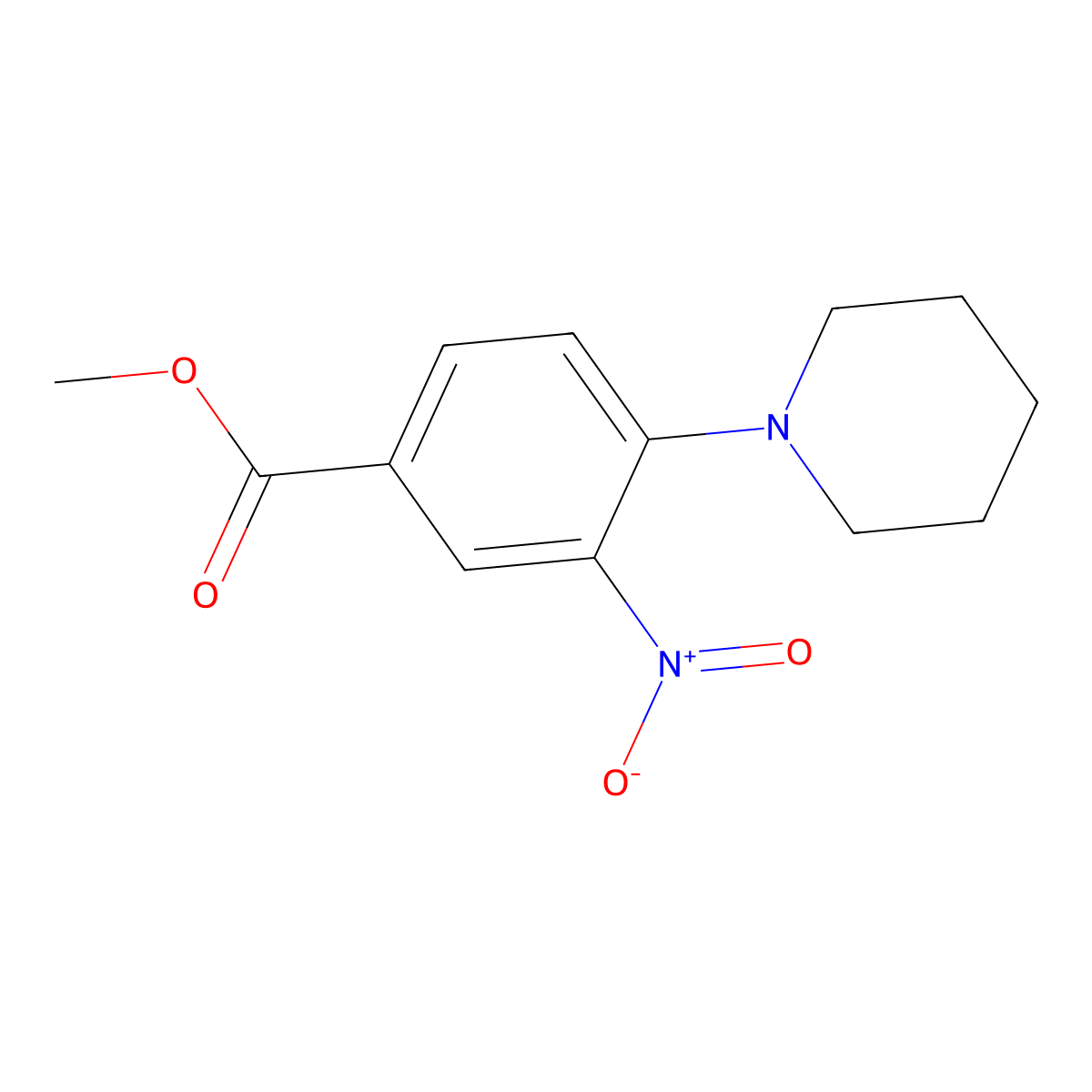 Benzoic acid, 3-nitro-4-(1-piperidinyl)-, methyl ester molecular structure, CAS 32117-05-8