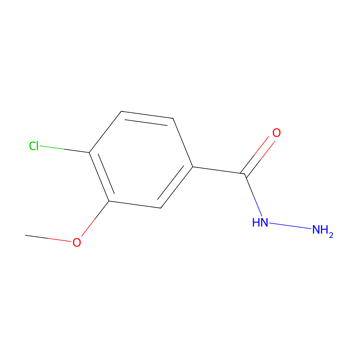 Benzoic acid, 4-chloro-3-methoxy-, hydrazide molecular structure, CAS 321196-01-4