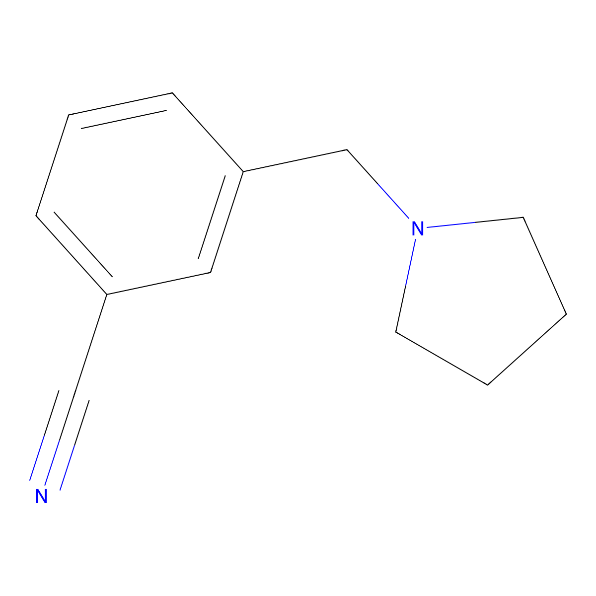 3-((Pyrrolidin-1-yl)methyl)benzonitrile molecular structure, CAS 321198-27-0