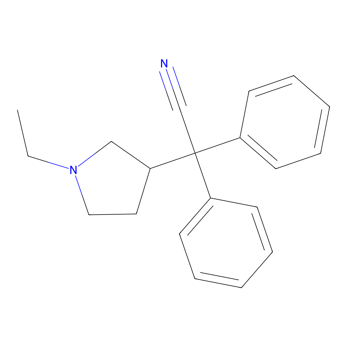 2-(1-Ethylpyrrolidin-3-yl)-2,2-diphenylacetonitrile molecular structure, CAS 3212-87-1