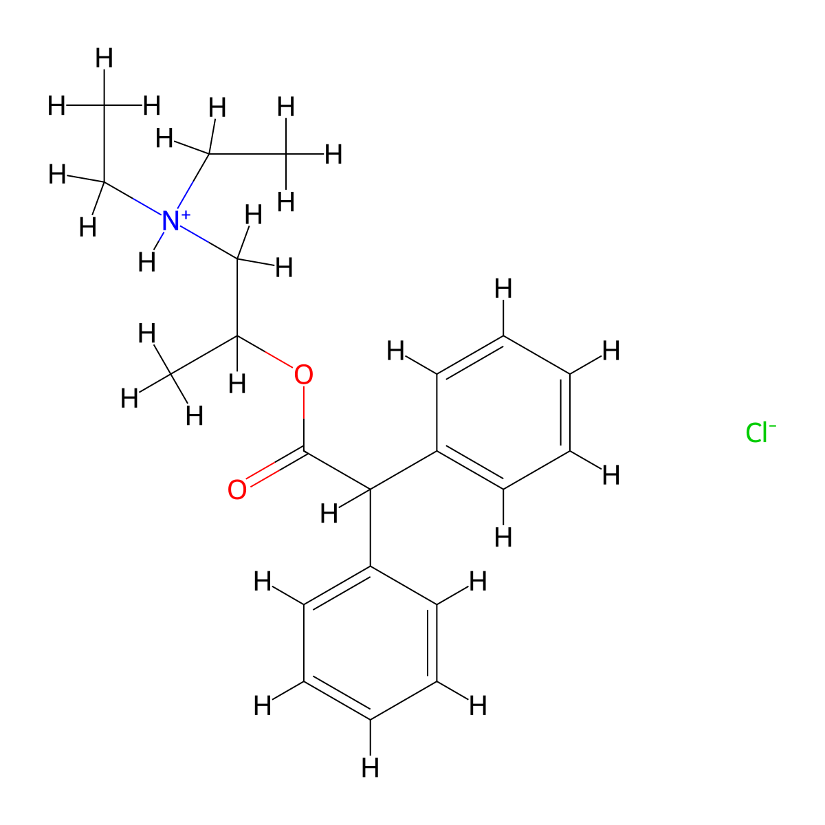Acetic acid, diphenyl-, 2-(diethylamino)-1-methylethyl ester, hydrochloride molecular structure, CAS 3213-44-3