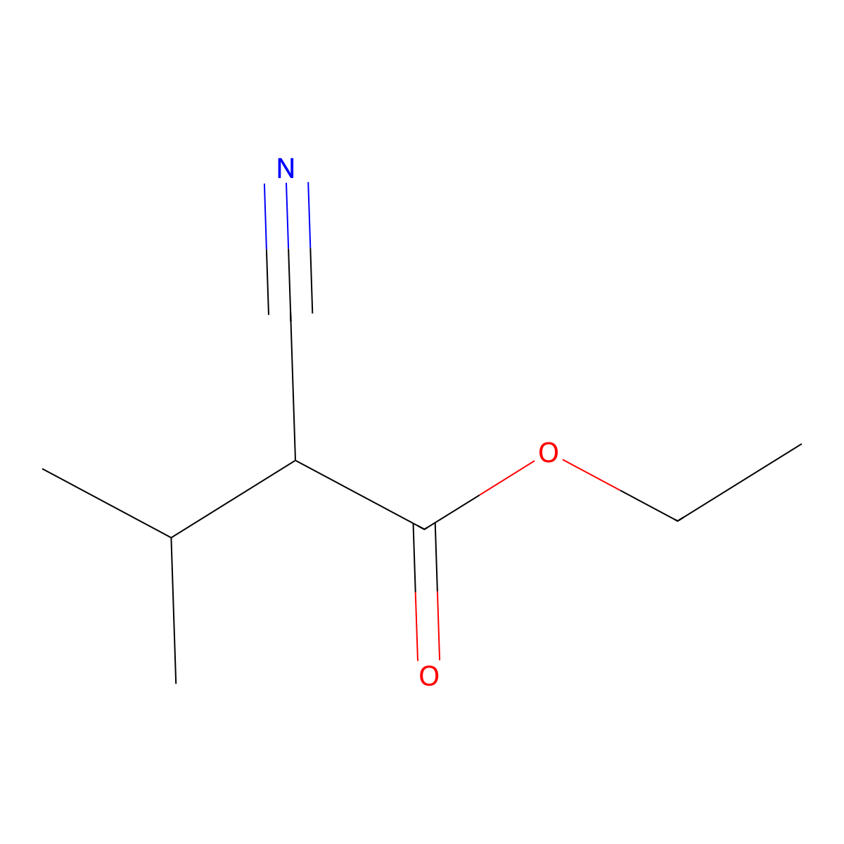 Ethyl 2-cyano-3-methylbutanoate molecular structure, CAS 3213-49-8
