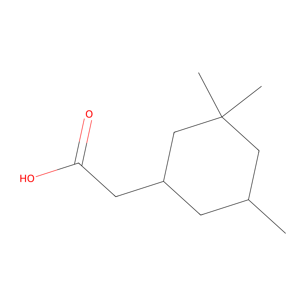 Cyclohexaneacetic acid, 3,3,5-trimethyl- molecular structure, CAS 3213-73-8