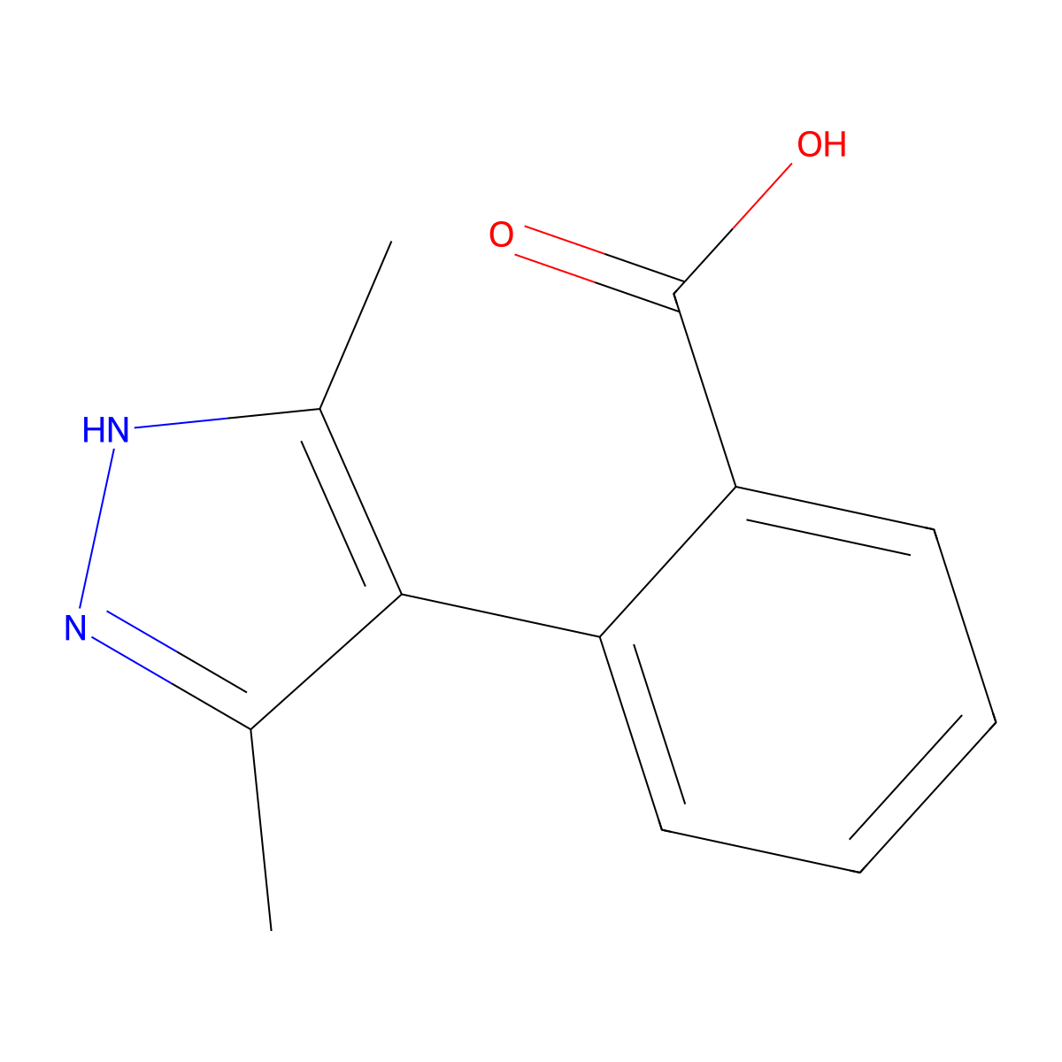 2-(3,5-dimethyl-1H-pyrazol-4-yl)benzoic acid molecular structure, CAS 321309-43-7