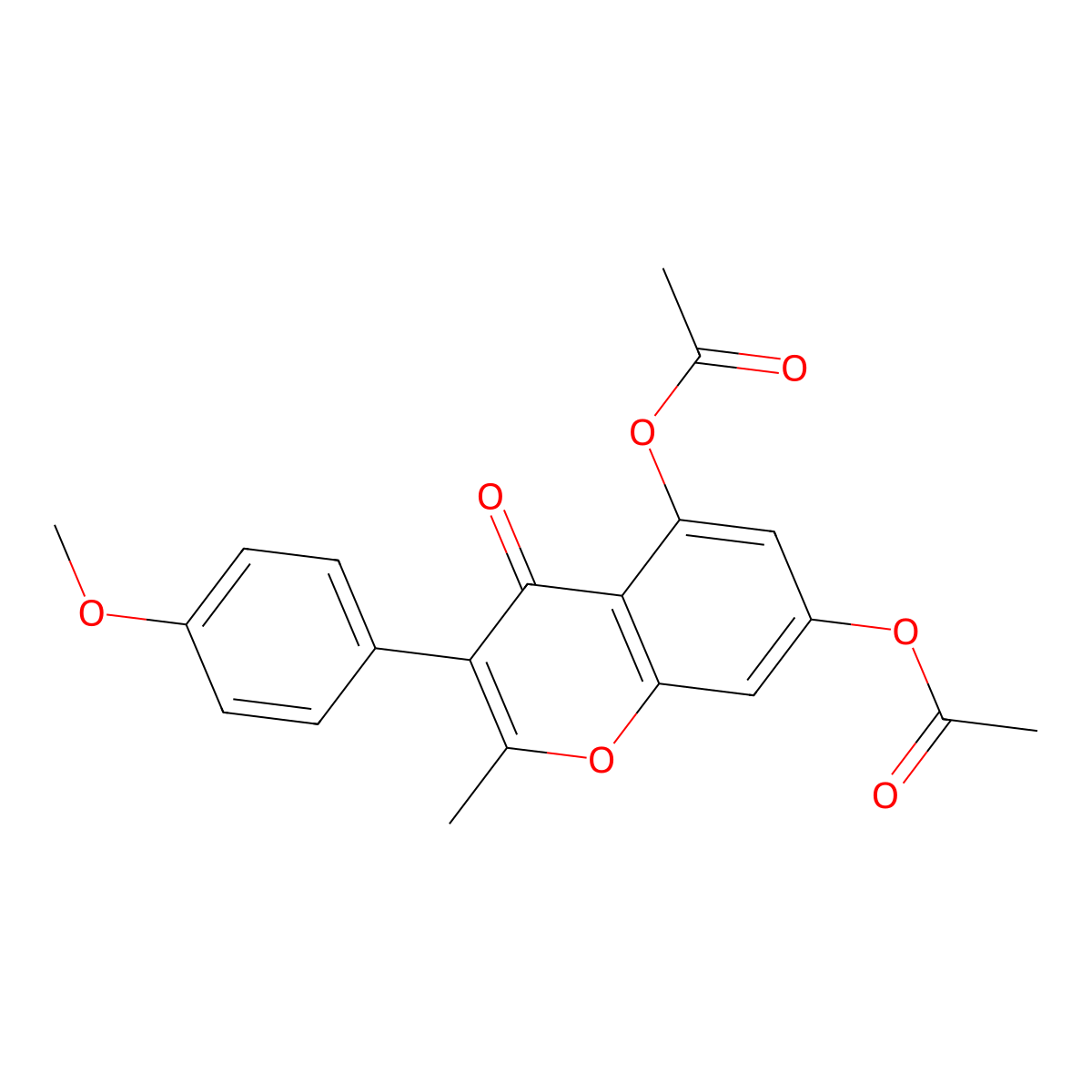 [5-Acetyloxy-3-(4-methoxyphenyl)-2-methyl-4-oxochromen-7-yl] acetate molecular structure, CAS 32131-65-0