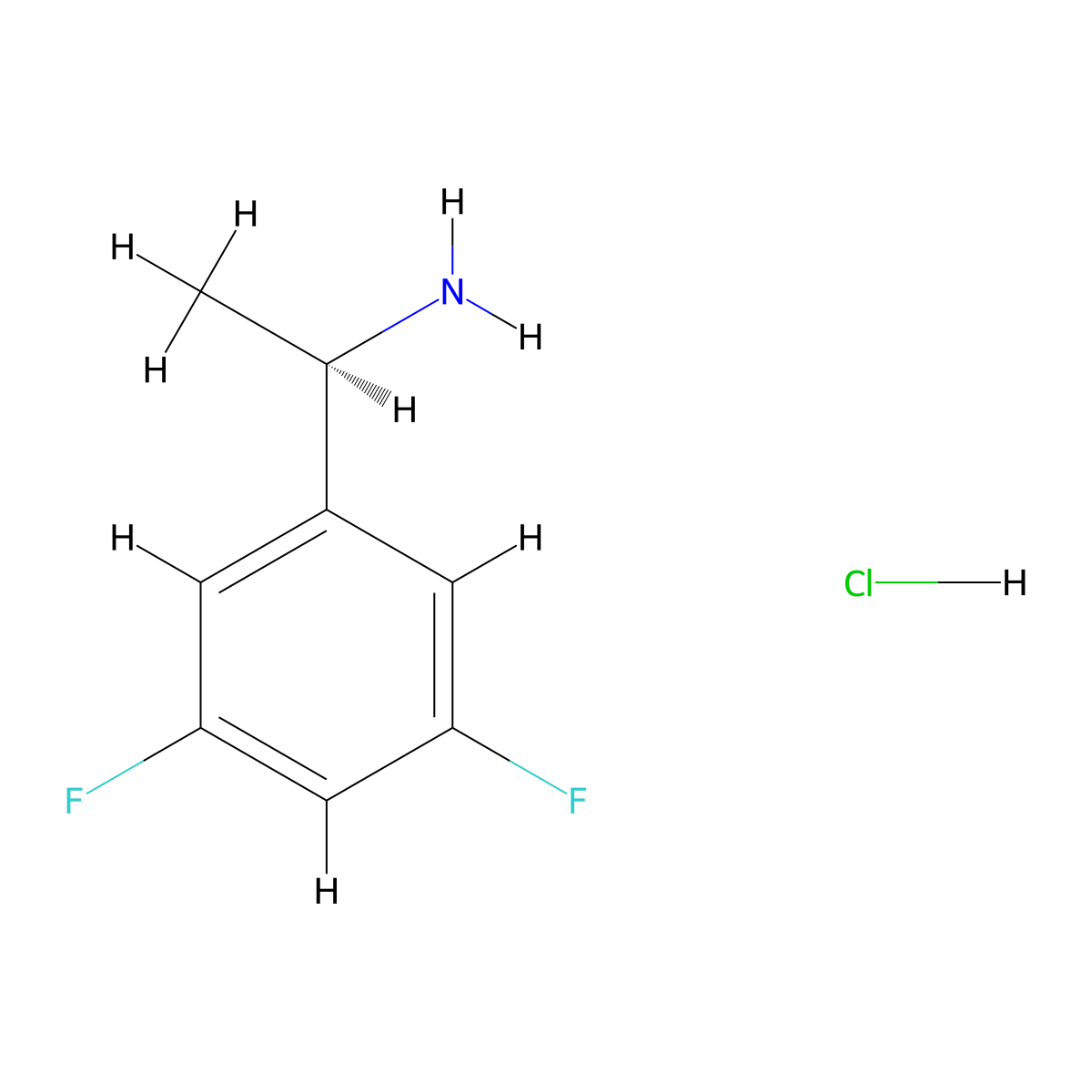 (1R)-1-(3,5-difluorophenyl)ethan-1-amine hydrochloride molecular structure, CAS 321318-28-9