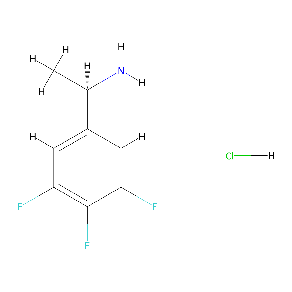 Benzenemethanamine, 3,4,5-trifluoro-alpha-methyl-, hydrochloride (1:1), (alphaR)- molecular structure, CAS 321318-43-8