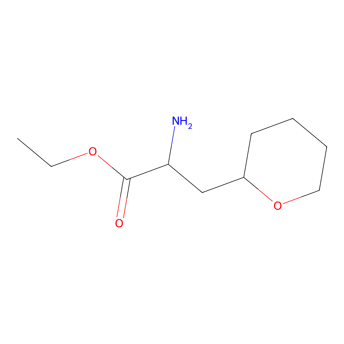 Ethyl 2-amino-3-(oxan-2-yl)propanoate molecular structure, CAS 321328-63-6