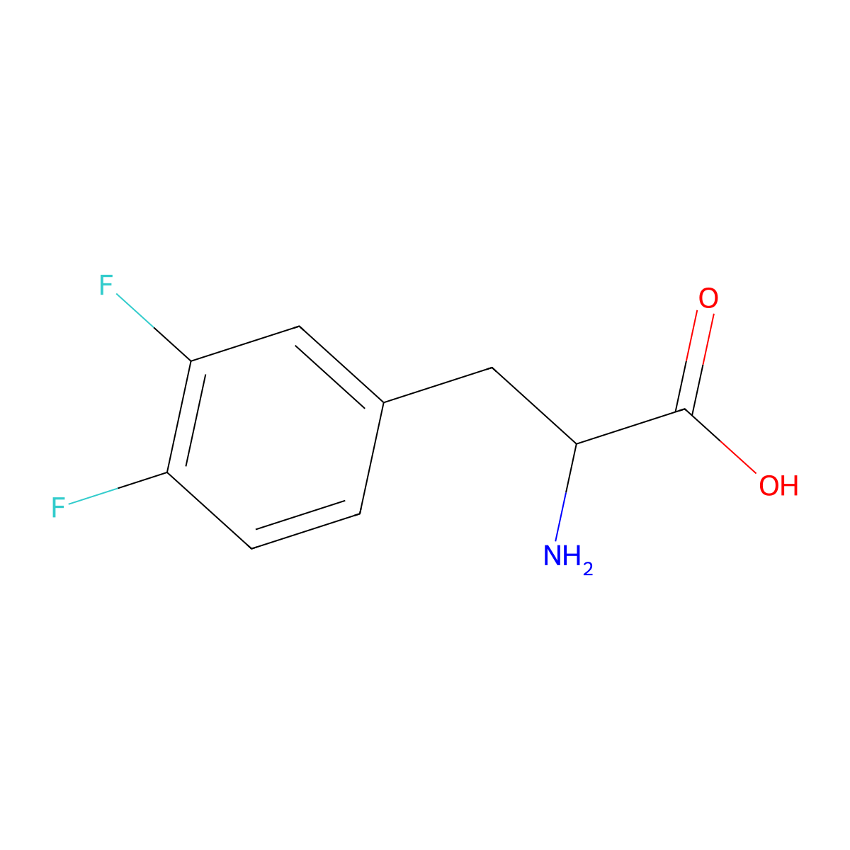2-amino-3-(3,4-difluorophenyl)propanoic Acid molecular structure, CAS 32133-36-1