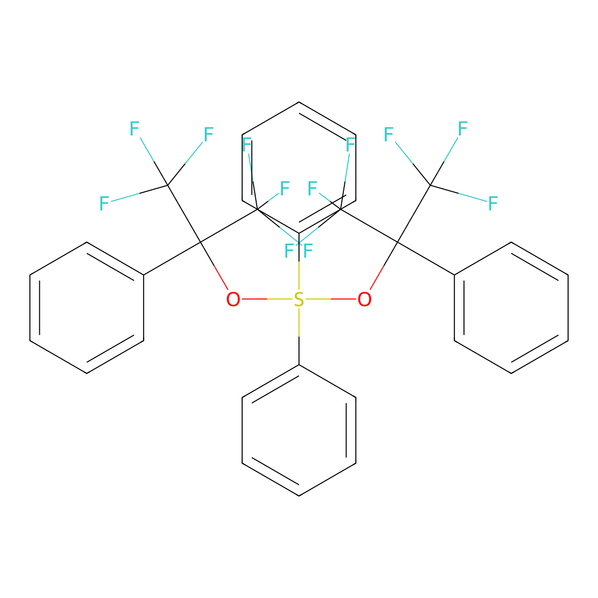 Bis[alpha,alpha-bis(trifluoromethyl)benzenemethanolato]diphenylsulfur molecular structure, CAS 32133-82-7