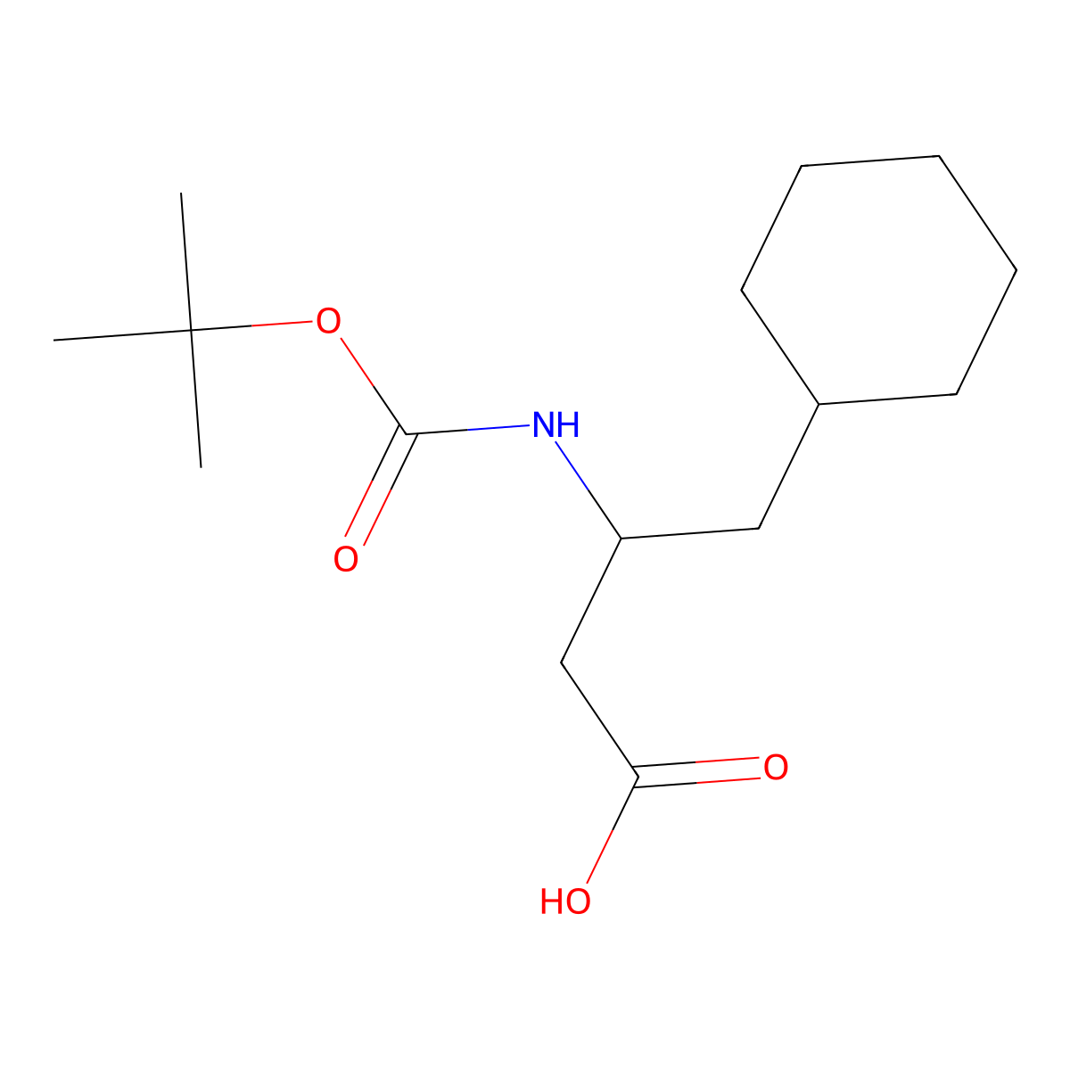 (3R)-3-(((tert-butoxy)carbonyl)amino)-4-cyclohexylbutanoic acid molecular structure, CAS 321330-09-0