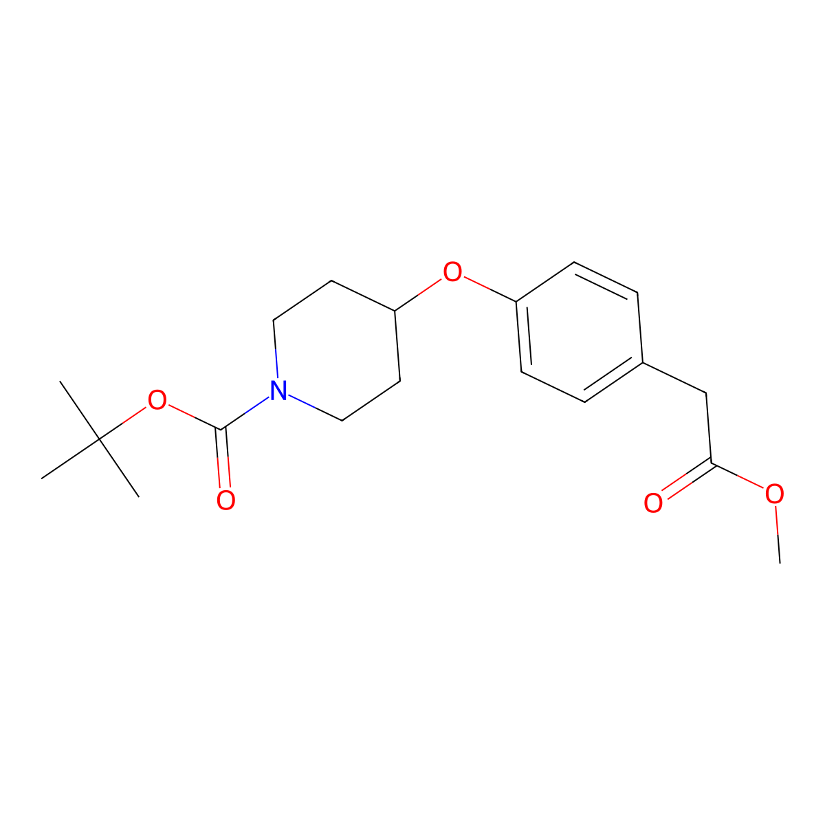 tert-Butyl 4-(4-(2-methoxy-2-oxoethyl)phenoxy)piperidine-1-carboxylate molecular structure, CAS 321337-34-2