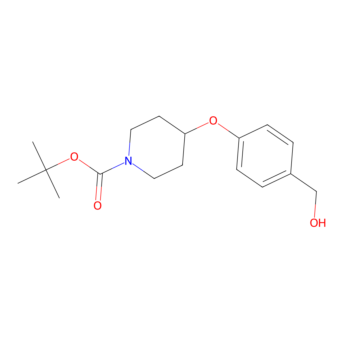 tert-Butyl 4-(4-(hydroxymethyl)phenoxy)piperidine-1-carboxylate molecular structure, CAS 321337-38-6