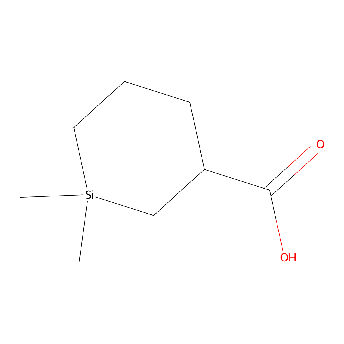 1,1-Dimethylsilinane-3-carboxylic acid molecular structure, CAS 32134-50-2