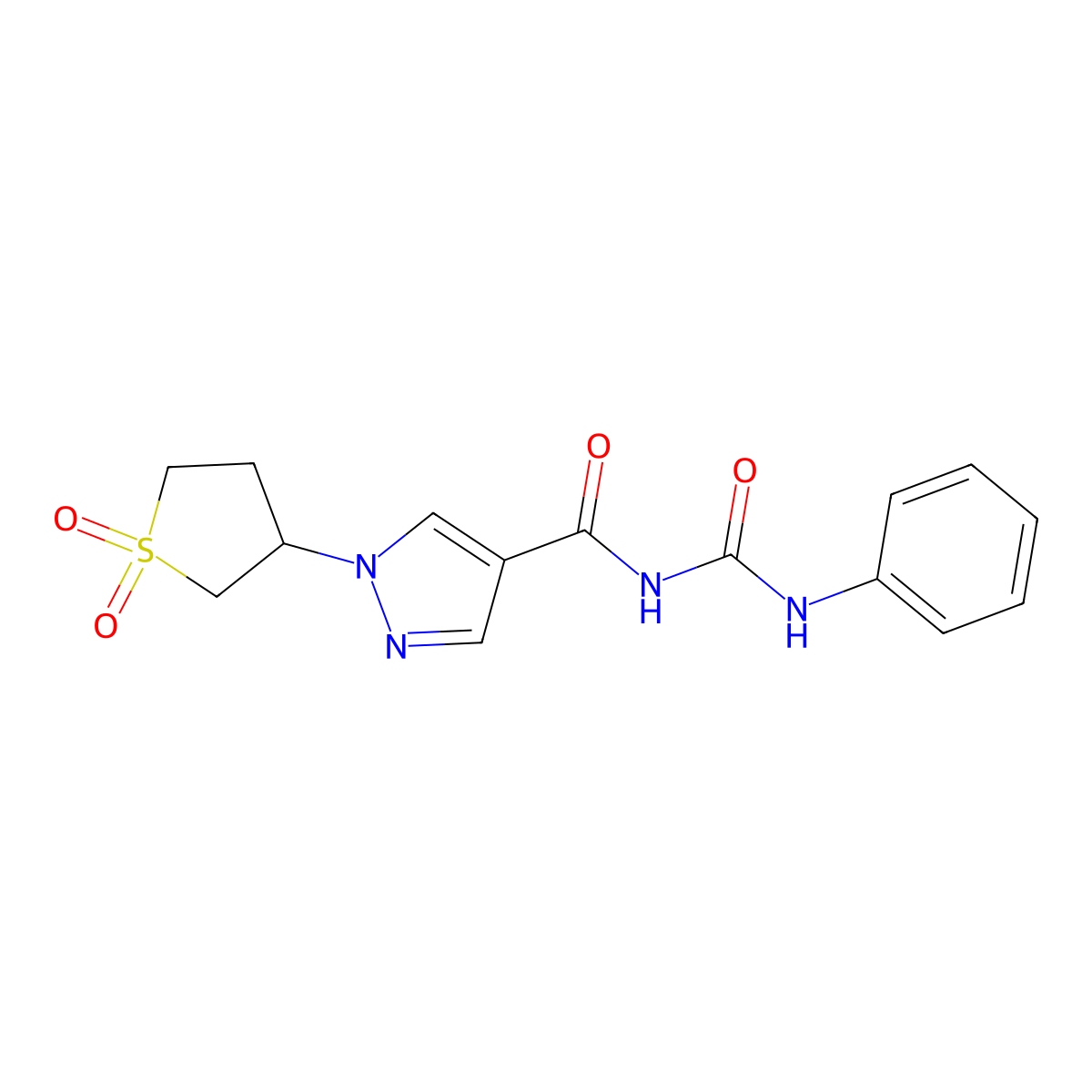 1-(1,1-dioxothiolan-3-yl)-N-(phenylcarbamoyl)pyrazole-4-carboxamide molecular structure, CAS 321341-07-5