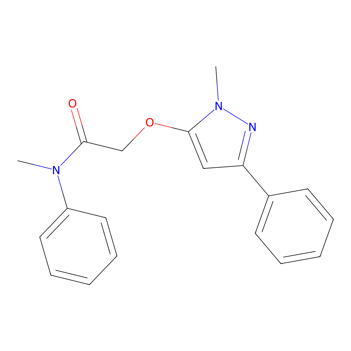 N-methyl-2-[(1-methyl-3-phenyl-1H-pyrazol-5-yl)oxy]-N-phenylacetamide molecular structure, CAS 321341-09-7