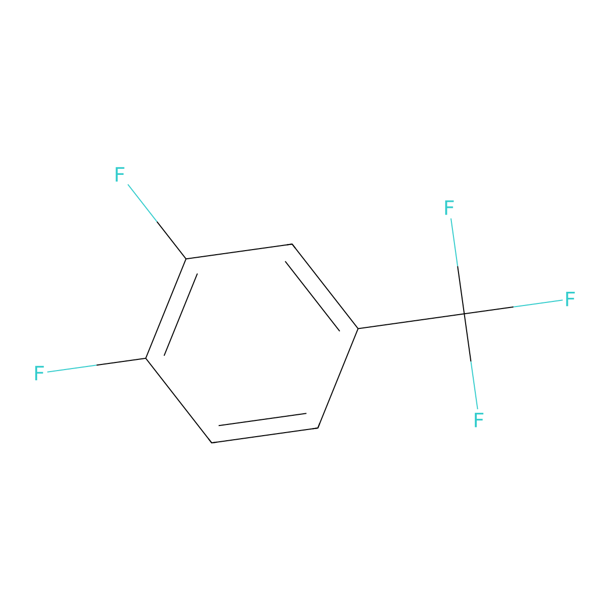 Benzene, 1,2-difluoro-4-(trifluoromethyl)- molecular structure, CAS 32137-19-2