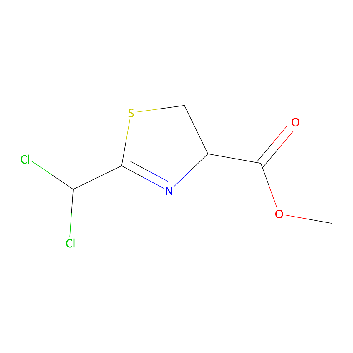 Methyl 2-(dichloromethyl)-4,5-dihydro-1,3-thiazole-4-carboxylate molecular structure, CAS 321371-28-2