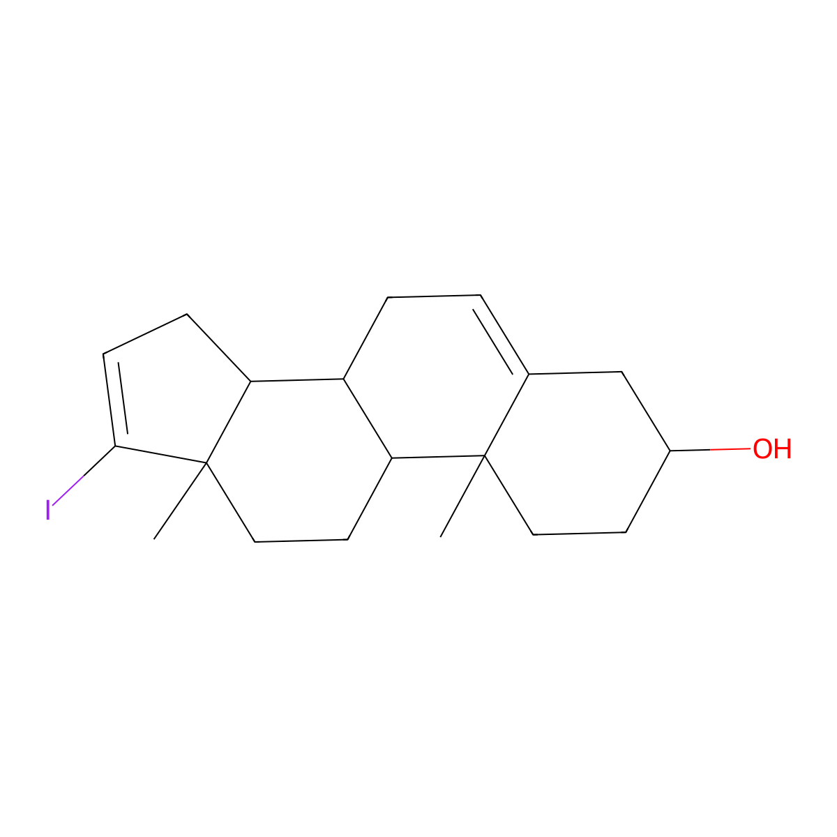 (3S,8R,9S,10R,13S,14S)-17-iodo-10,13-dimethyl-2,3,4,7,8,9,11,12,14,15-decahydro-1H-cyclopenta(a)phenanthren-3-ol molecular structure, CAS 32138-69-5