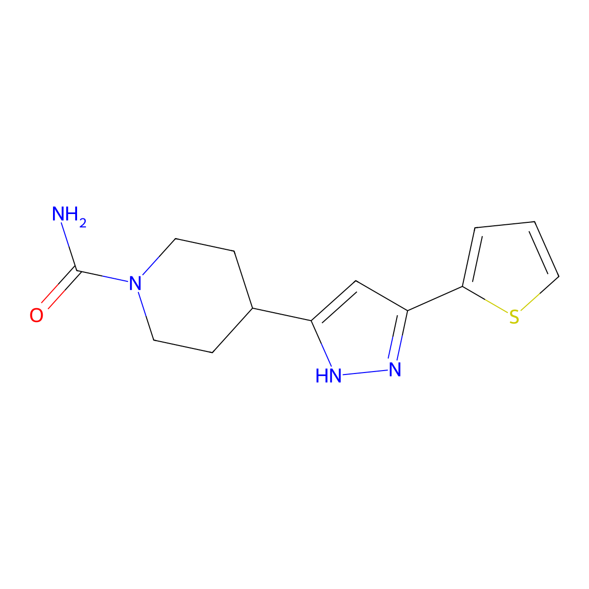 4-[5-(2-thienyl)-1H-pyrazol-3-yl]tetrahydro-1(2H)-pyridinecarboxamide molecular structure, CAS 321385-47-1